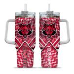 customized arkansas state red wolves chevron angle scarlet curved tumbler best selling.webp