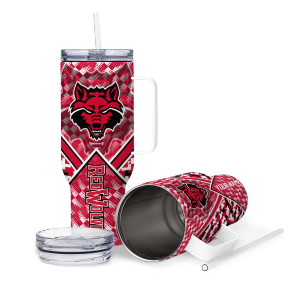 customized arkansas state red wolves chevron angle scarlet curved tumbler high quality.webp