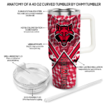 customized arkansas state red wolves chevron angle scarlet curved tumbler best selling.webp