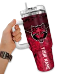 customized arkansas state red wolves chevron stripe scarlet curved tumbler best selling.webp