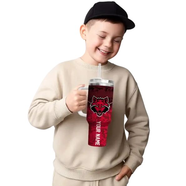 customized arkansas state red wolves chevron stripe scarlet curved tumbler latest model.webp