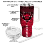 customized arkansas state red wolves chevron stripe scarlet curved tumbler best selling.webp