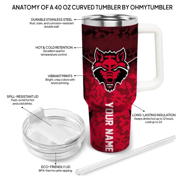 customized arkansas state red wolves chevron stripe scarlet curved tumbler new arrival.webp