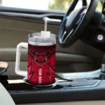 customized arkansas state red wolves chevron stripe scarlet curved tumbler best selling.webp