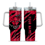 customized arkansas state red wolves claw cut scarlet black curved tumbler best selling.webp