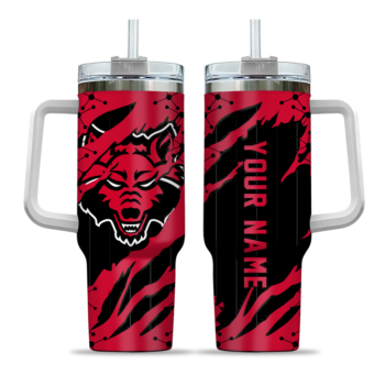 customized arkansas state red wolves claw cut scarlet black curved tumbler best selling.webp