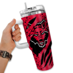 customized arkansas state red wolves claw cut scarlet black curved tumbler best selling.webp