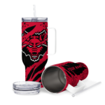 customized arkansas state red wolves claw cut scarlet black curved tumbler best selling.webp