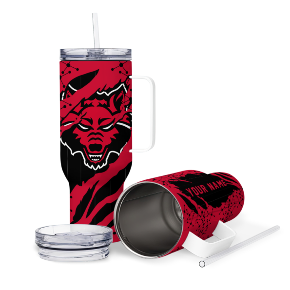 customized arkansas state red wolves claw cut scarlet black curved tumbler high quality.webp