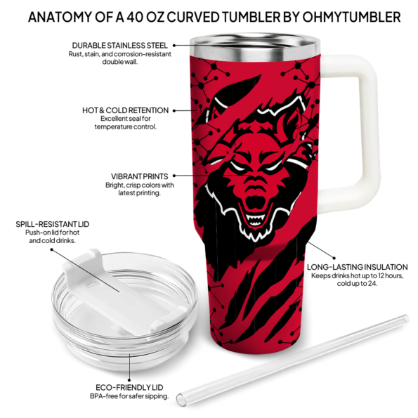 customized arkansas state red wolves claw cut scarlet black curved tumbler new arrival.webp