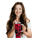 customized arkansas state red wolves claw cut scarlet black curved tumbler best selling.webp