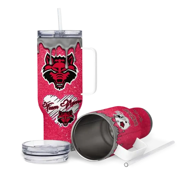 customized arkansas state red wolves heart helmet motif scarlet curved tumbler high quality.webp
