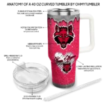 customized arkansas state red wolves heart helmet motif scarlet curved tumbler best selling.webp
