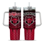 customized arkansas state red wolves hex texture scarlet curved tumbler best selling.webp