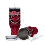 customized arkansas state red wolves hex texture scarlet curved tumbler best selling.webp