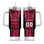 customized arkansas state red wolves hexagon armor scarlet curved tumbler best selling.webp