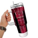 customized arkansas state red wolves hexagon armor scarlet curved tumbler best selling.webp