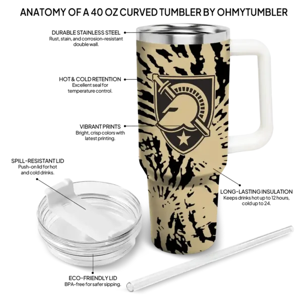 customized army black knights burst swirl gold curved tumbler new arrival.webp