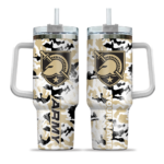 customized army black knights camo mashup gold white curved tumbler best selling.webp