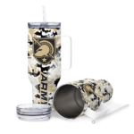 customized army black knights camo mashup gold white curved tumbler best selling.webp