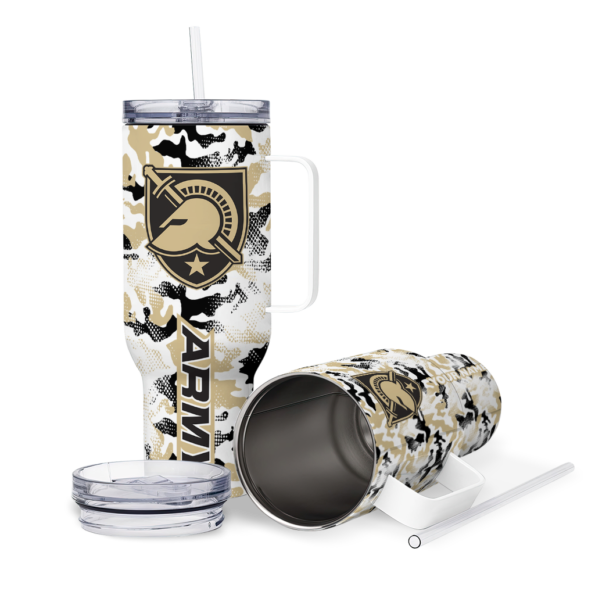 customized army black knights camo mashup gold white curved tumbler high quality.webp