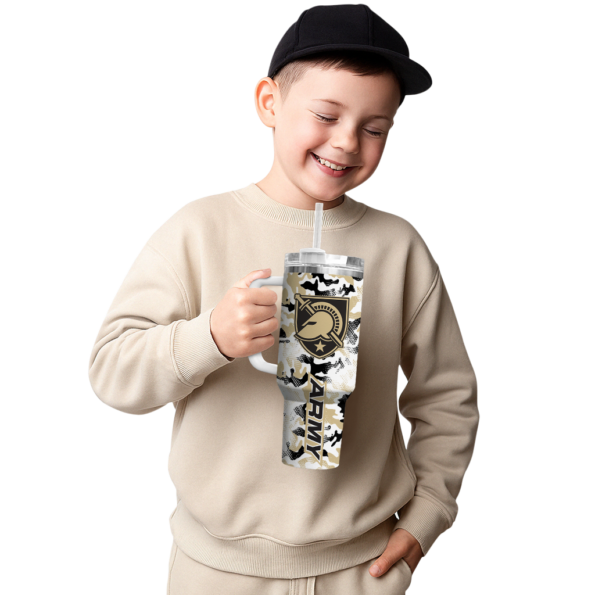 customized army black knights camo mashup gold white curved tumbler latest model.webp