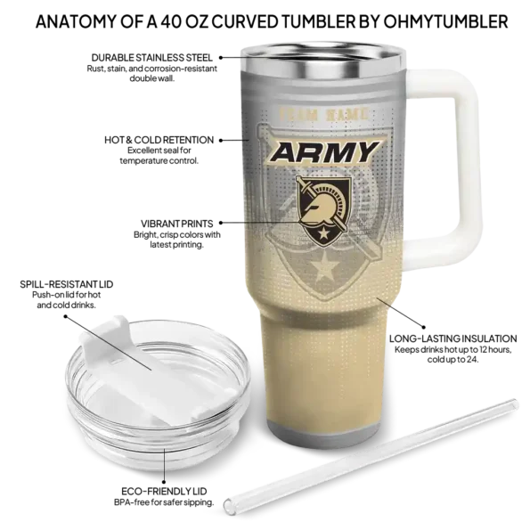 customized army black knights gradient dots gold curved tumbler new arrival.webp