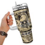 customized army black knights honey streaks gold curved tumbler best selling.webp