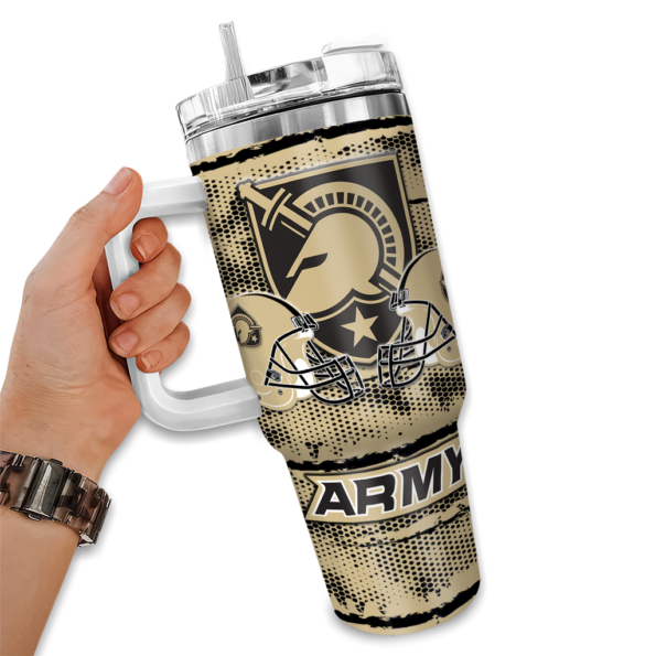 customized army black knights honey streaks gold curved tumbler fashion forward.webp
