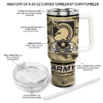 customized army black knights honey streaks gold curved tumbler best selling.webp