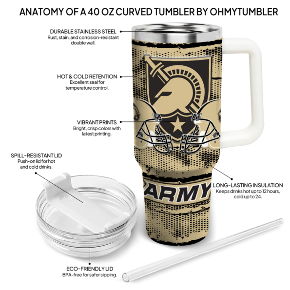 customized army black knights honey streaks gold curved tumbler new arrival.webp