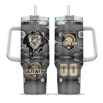 customized army black knights superman shield gold gray curved tumbler best selling.webp