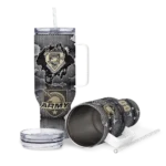 customized army black knights superman shield gold gray curved tumbler best selling.webp