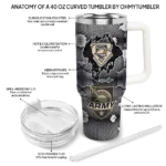 customized army black knights superman shield gold gray curved tumbler best selling.webp