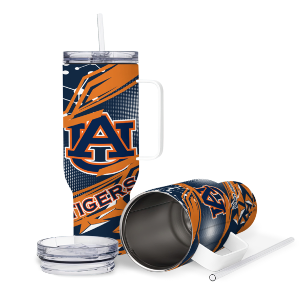customized auburn tigers abstract paths navy blue curved tumbler high quality.webp