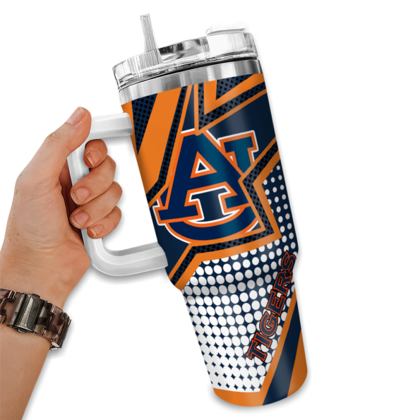 customized auburn tigers arrow burst navy blue curved tumbler fashion forward.webp
