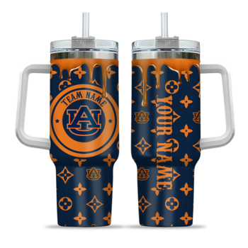 customized auburn tigers bullseye drips navy blue curved tumbler best selling.webp