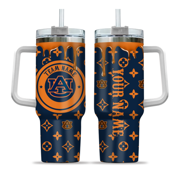 customized auburn tigers bullseye drips navy blue curved tumbler best selling.webp