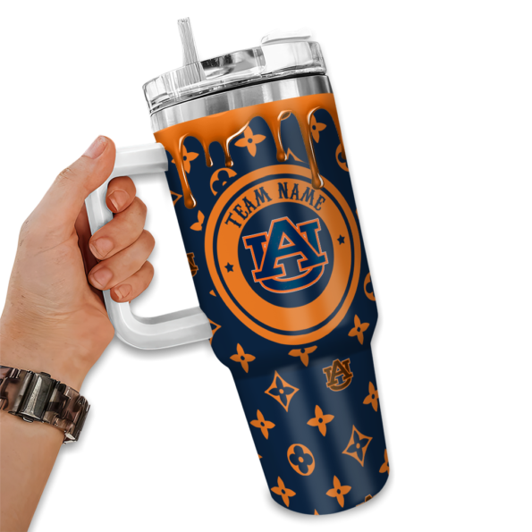 customized auburn tigers bullseye drips navy blue curved tumbler fashion forward.webp