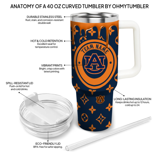 customized auburn tigers bullseye drips navy blue curved tumbler new arrival.webp