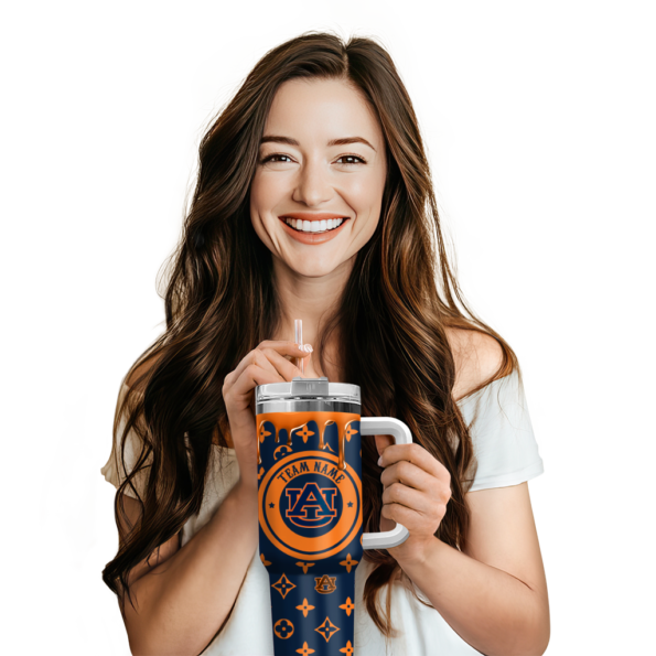 customized auburn tigers bullseye drips navy blue curved tumbler premium grade.webp