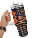 customized auburn tigers chevron layers navy blue curved tumbler best selling.webp