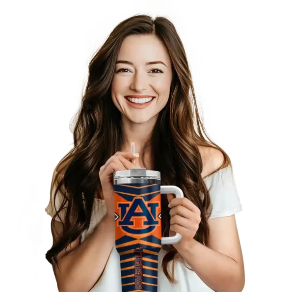 customized auburn tigers chevron layers navy blue curved tumbler premium grade.webp