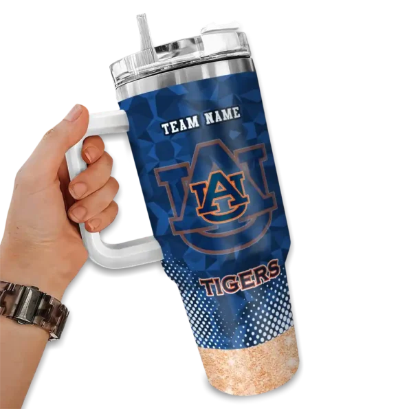 customized auburn tigers geometric prism navy blue curved tumbler fashion forward.webp