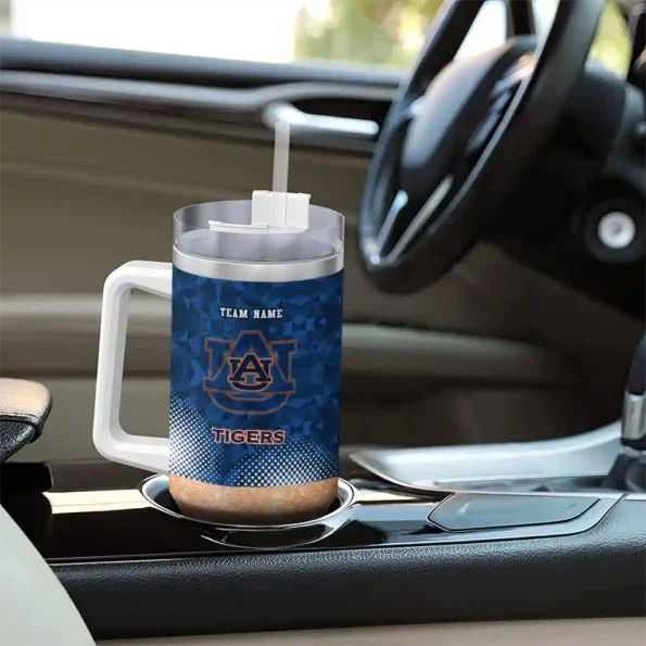 customized auburn tigers geometric prism navy blue curved tumbler trendy.webp