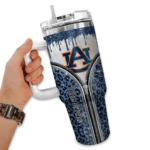 customized auburn tigers leopard zipper navy blue curved tumbler best selling.webp