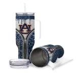 customized auburn tigers leopard zipper navy blue curved tumbler best selling.webp