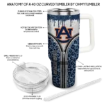 customized auburn tigers leopard zipper navy blue curved tumbler best selling.webp