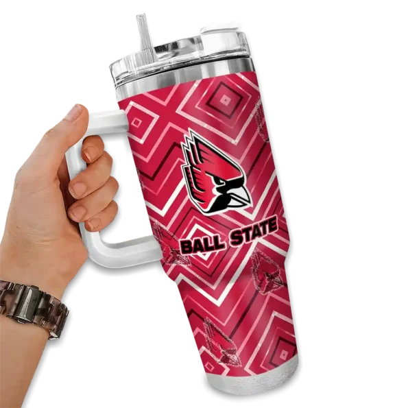 customized ball state cardinals bold diamonds red curved tumbler fashion forward.webp