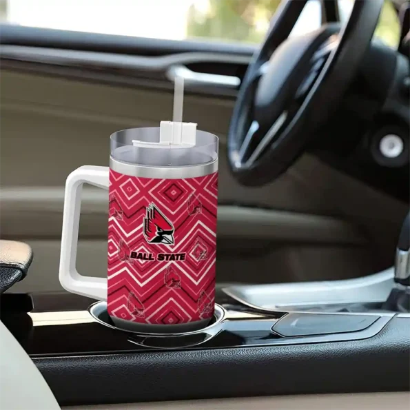 customized ball state cardinals bold diamonds red curved tumbler trendy.webp